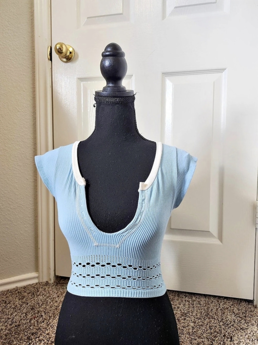 Out From Under UO  Blue Short Sleeve Crop Top